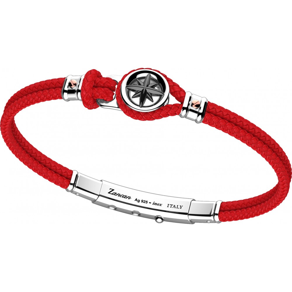 Pulsera Zancan de kevlar con rosa de los vientos de plata.