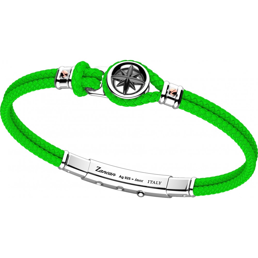 Pulsera Zancan de kevlar con rosa de los vientos de plata.
