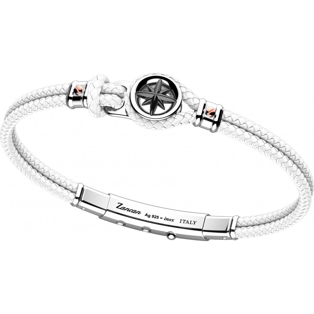 Pulsera Zancan de kevlar con rosa de los vientos de plata.