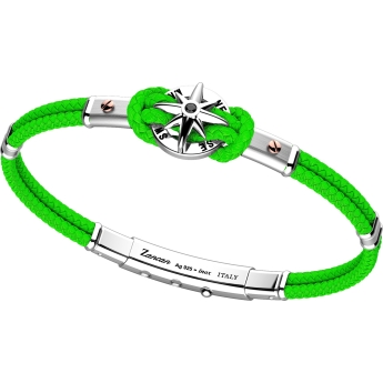 Zancan kevlar bracelet with silver wind rose.