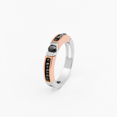 Anello uomo in oro bianco e rosa