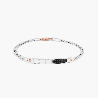 Bracciale da uomo in oro bianco con motivo geometrico.