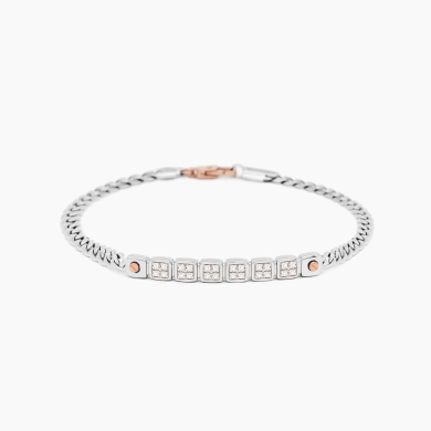 Bracciale da uomo in oro bianco con motivo geometrico.