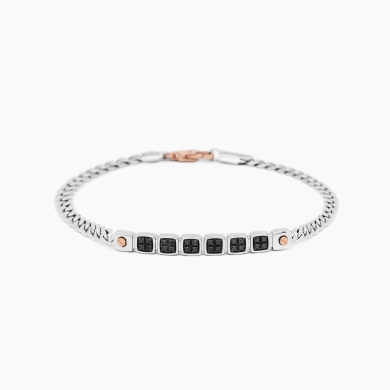 Bracciale da uomo in oro bianco con motivo geometrico.