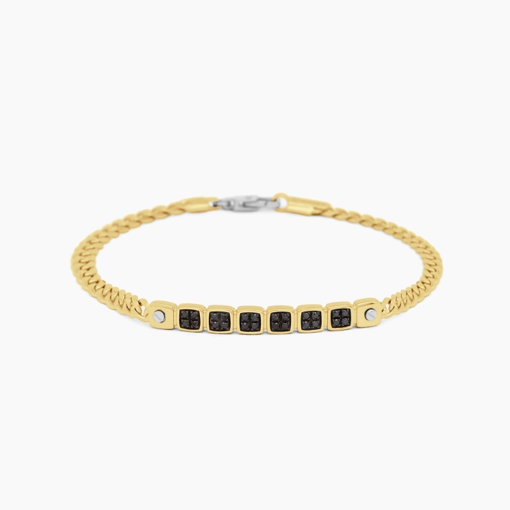 Bracciale da uomo in oro giallo con motivo geometrico.