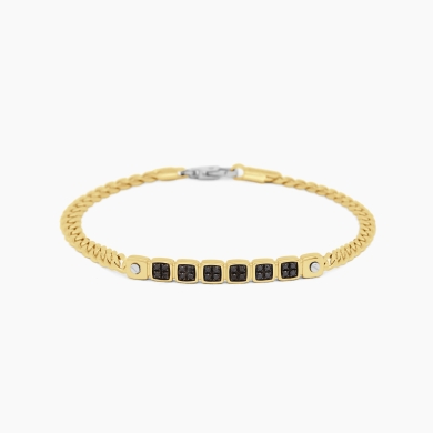 Bracciale da uomo in oro giallo con motivo geometrico.