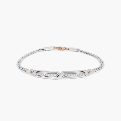 Bracciale da uomo in oro bianco con motivo geometrico.