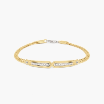 Bracciale da uomo in oro giallo con motivo geometrico.