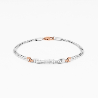 Bracciale da uomo in oro bianco con dettagli in oro rosa.