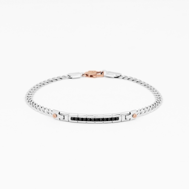 Bracciale da uomo in oro bianco con dettagli in oro rosa.