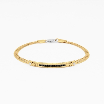 Bracciale da uomo in oro giallo con dettagli in oro bianco.