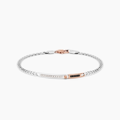 Bracciale da uomo in oro bianco con piastra centrale.