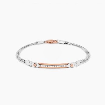 Bracciale da uomo in oro bianco con piastra centrale.