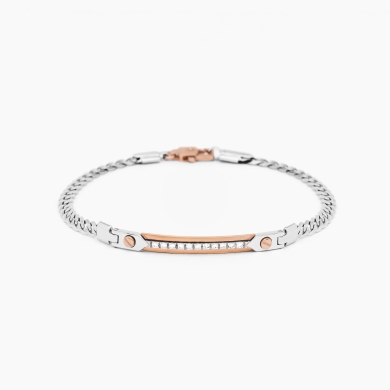 Bracciale da uomo in oro bianco con piastra centrale.