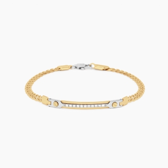Bracciale da uomo in oro giallo con piastra centrale.