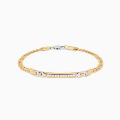 Bracciale da uomo in oro giallo con piastra centrale.