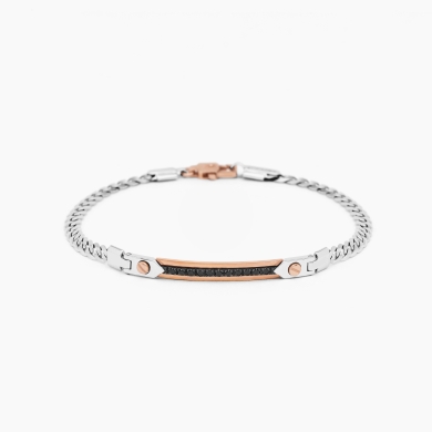 Bracciale da uomo in oro bianco con piastra centrale.