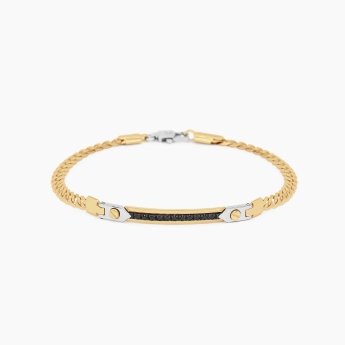 Bracciale da uomo in oro giallo con piastra centrale.