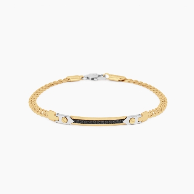 Bracciale da uomo in oro giallo con piastra centrale.