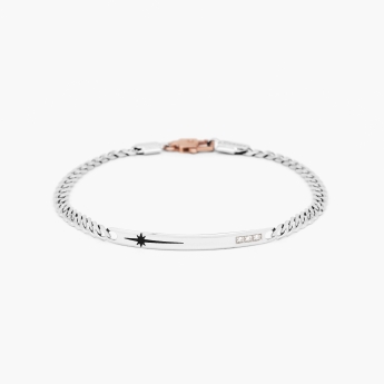 Bracciale da uomo in oro bianco con piastra centrale.