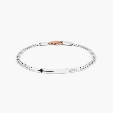 Bracciale da uomo in oro bianco con piastra centrale.