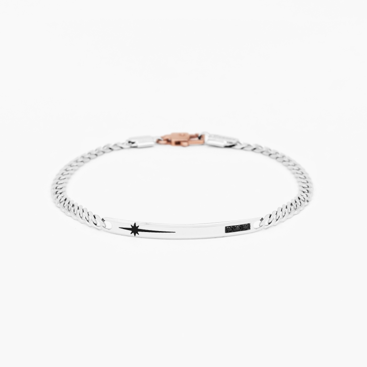 Bracciale da uomo in oro bianco con piastra centrale.