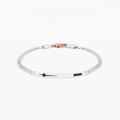 Bracciale da uomo in oro bianco con piastra centrale.