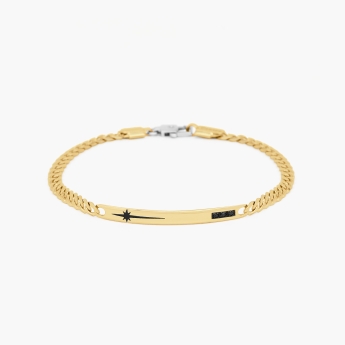 Bracciale da uomo in oro giallo con piastra centrale.