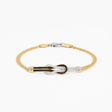 Bracciale da uomo in oro giallo con nodo nautico centrale.