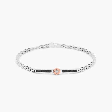 Men's bracelet in white gold and black diamonds.