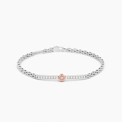 Men's bracelet in white gold and white diamonds.