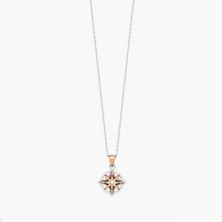 Collana da uomo dal design minimal, con pendente rosa dei venti.