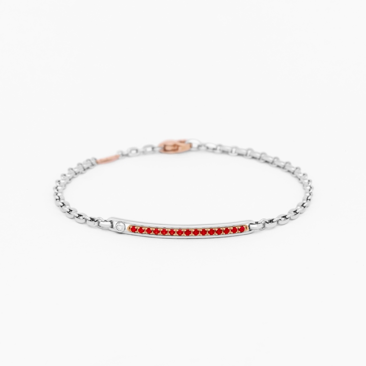 White gold men's bracelet with central plate.