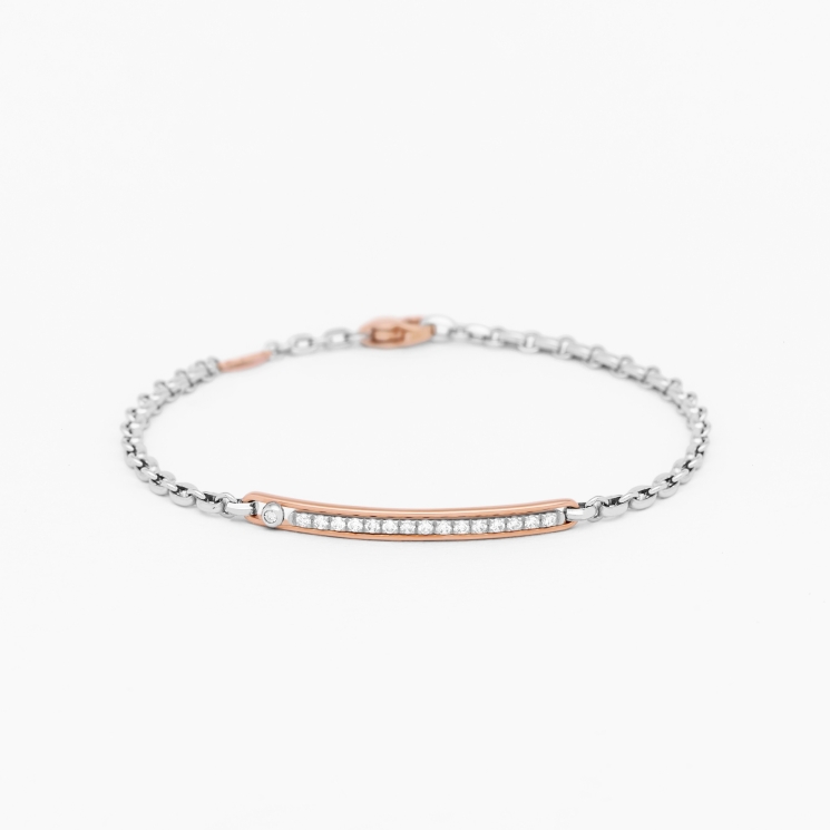 White gold men's bracelet with central plate.