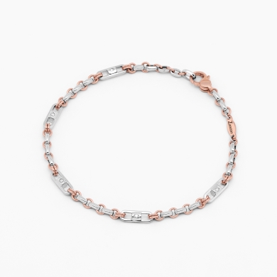 White and rose gold men's bracelet, white gold details.