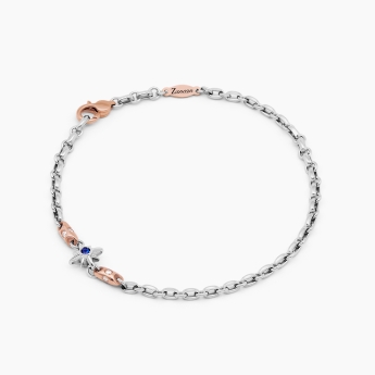 Bracciale da uomo in oro bianco e rosa, dettagli in oro rosa.