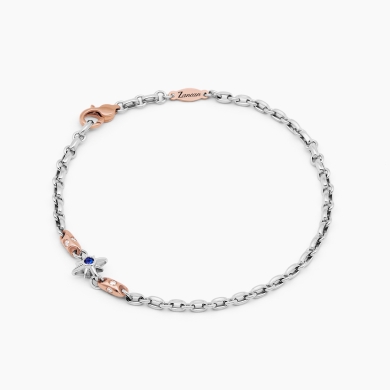 White and rose gold men's bracelet, rose gold details.
