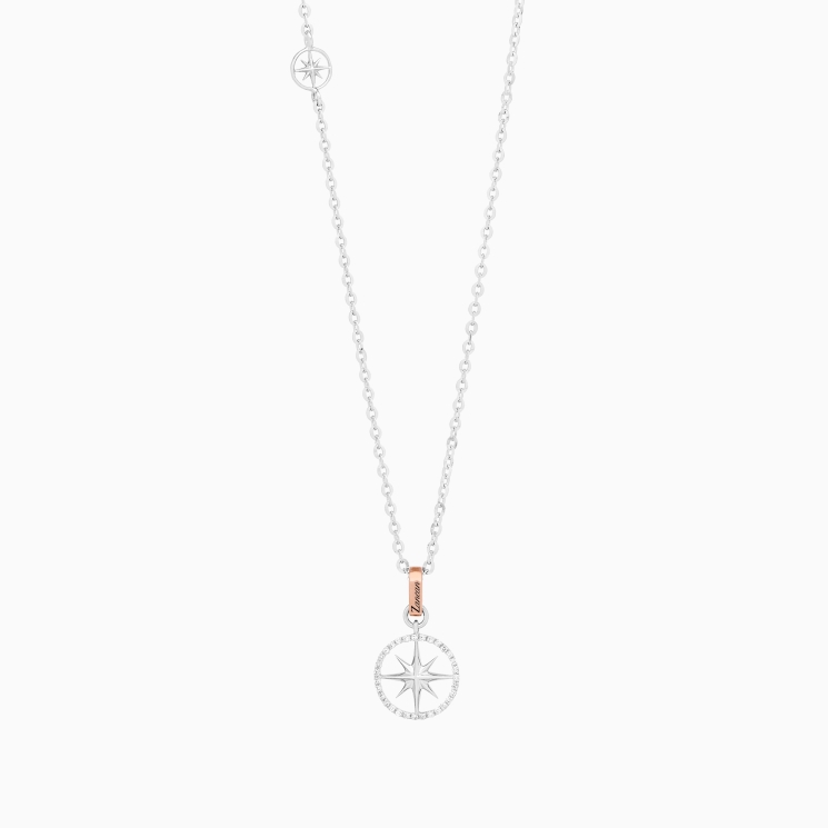 Collana da uomo dal design minimal con pendente rosa dei venti.