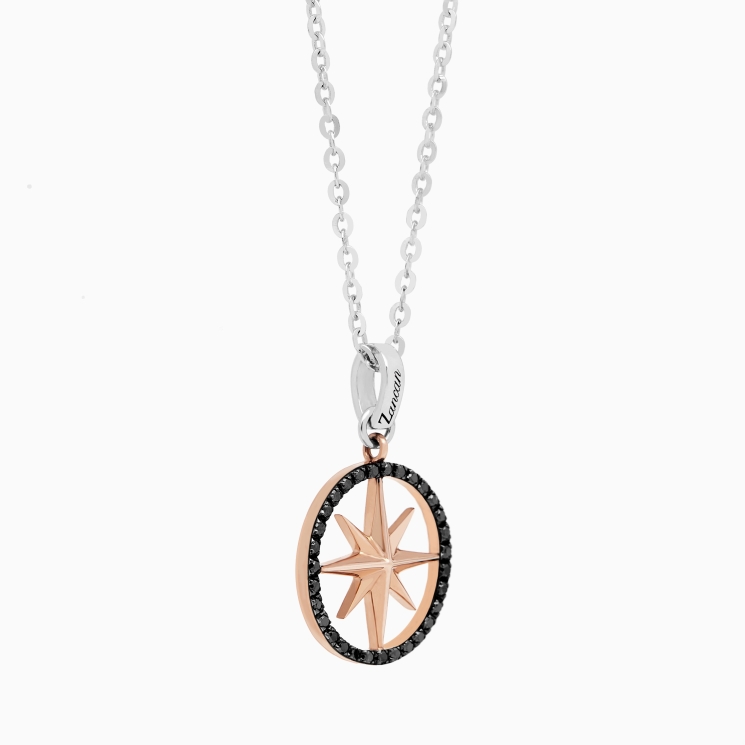 Collana da uomo dal design minimal con pendente rosa dei venti.