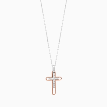 Collana da uomo con pendente a croce tempestata di zaffiri blu. 2