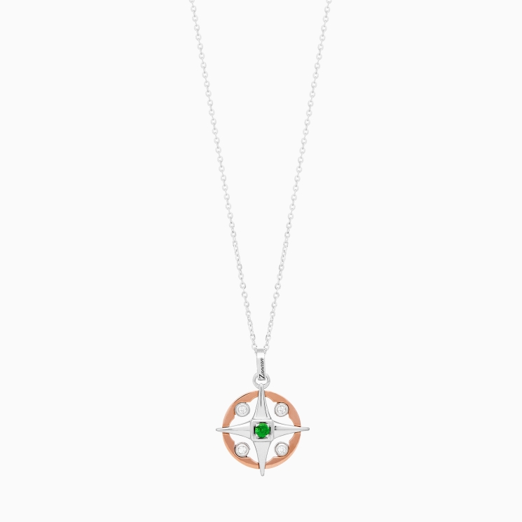 Rose gold men's necklace, rose wind iconic pendant.
