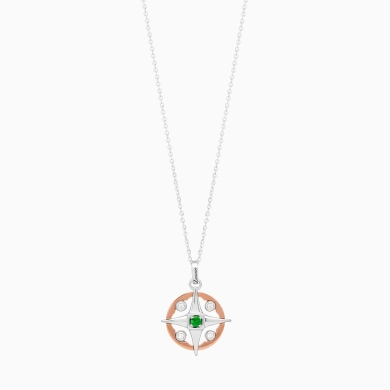 Rose gold men's necklace, rose wind iconic pendant.