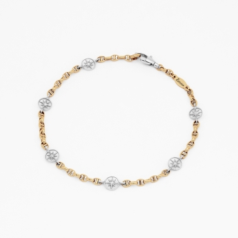 Bracciale in oro giallo con dettaglio icona rosa dei venti.