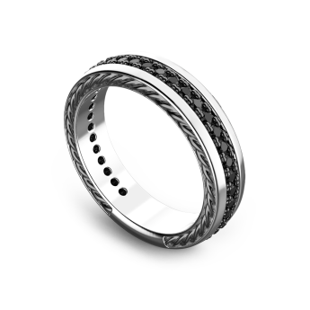 Anello a fede Zancan in argento con pietre nere. 2