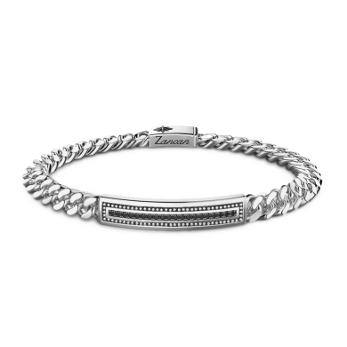 Bracciale grumetta Zancan in argento con pietre nerei.