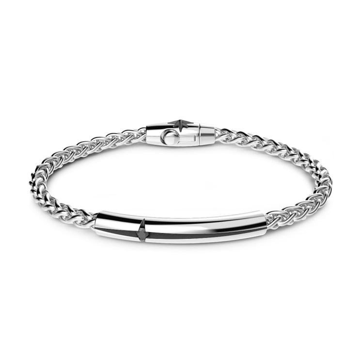 Bracciale Zancan in argento con targa e pietra nera.
