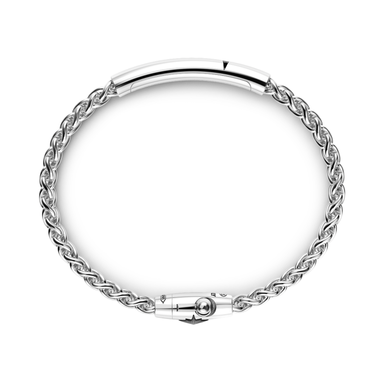 Zancan silver bracelet with tag and black stone.