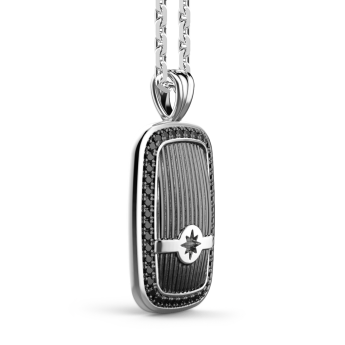 Zancan silver necklace with tag and black stones. 2
