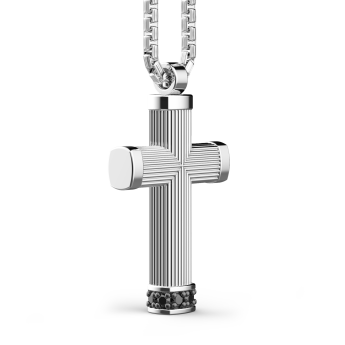 Collana Zancan in argento con pendente a croce e pietre nere. 2