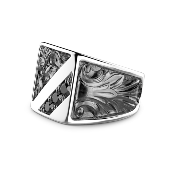 Anello Zancan in argento con pietre nere. 2